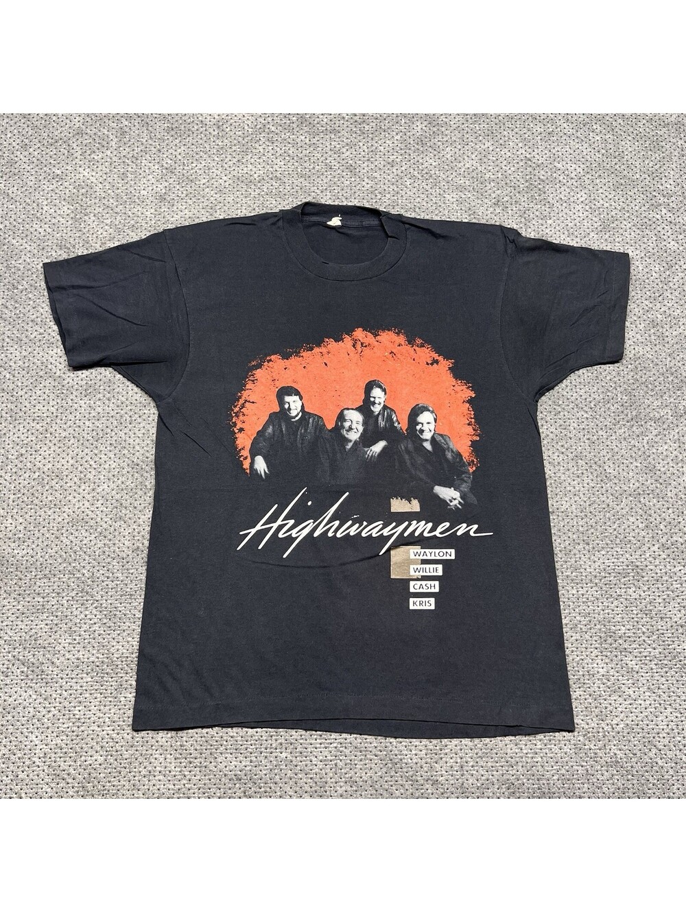 Vintage 1990 Highwaymen Band Tour T-Shirt Music Large Rare Men’s Black USA Made